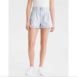 American Eagle-Pinstripe Mom High Rise Paper Bag Shorts (Size:4)
